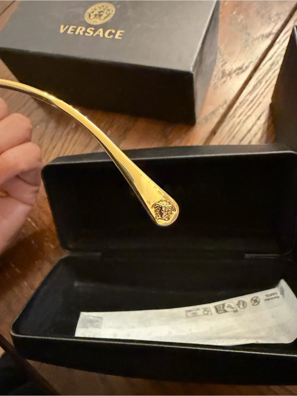 Versace Gold Frame Sunglasses with Purple Gradient Lenses
